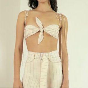 Orseund Iris cha cha top ivory with red stripe